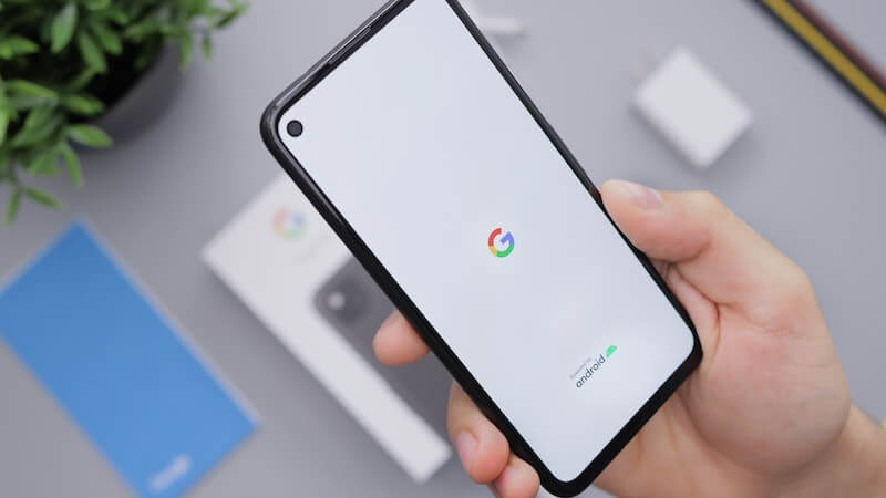 Hand holding Google Pixel phone